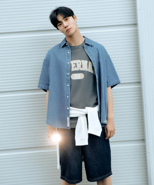 C LOGO DENIM HALF SHIRTS