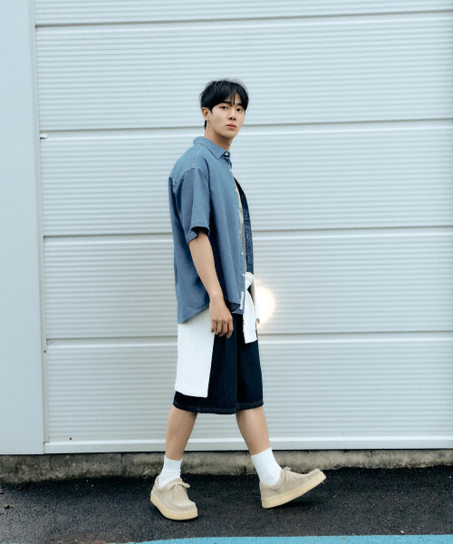 C LOGO DENIM HALF SHIRTS