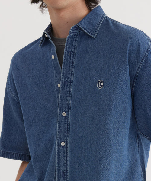 C LOGO DENIM HALF SHIRTS