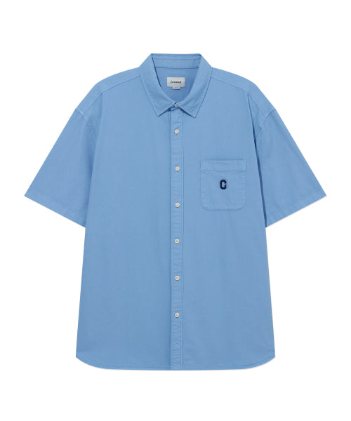 C LOGO PIGMENT OXFORD HALF SHIRTS