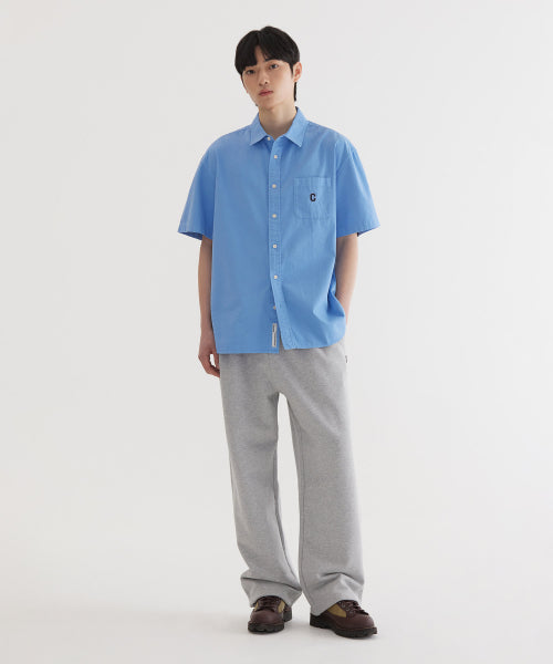 C LOGO PIGMENT OXFORD HALF SHIRTS