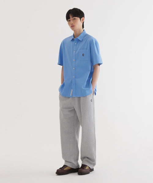 C LOGO PIGMENT OXFORD HALF SHIRTS