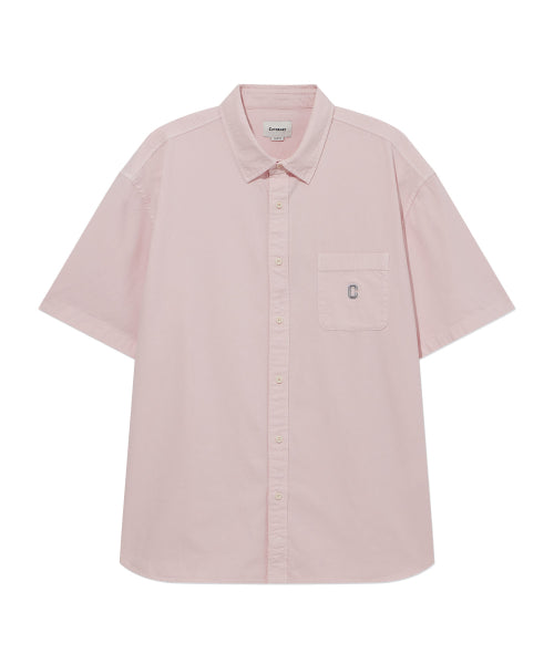 C LOGO PIGMENT OXFORD HALF SHIRTS