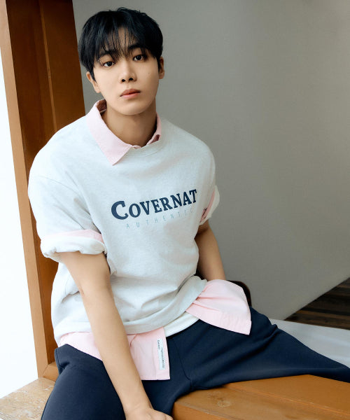C LOGO PIGMENT OXFORD HALF SHIRTS
