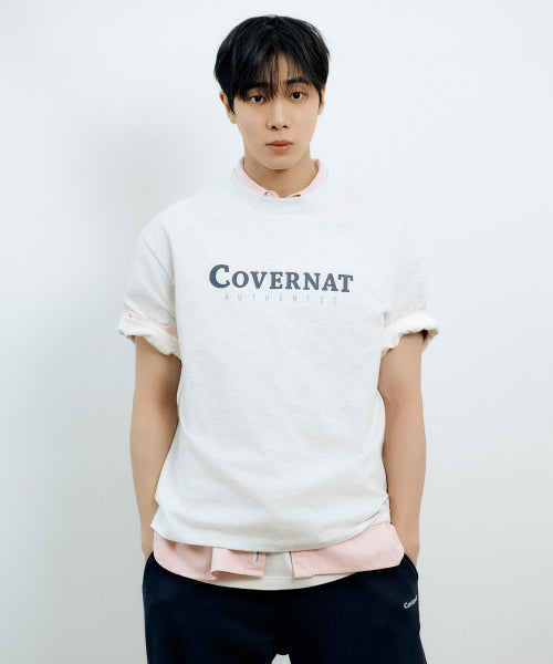 C LOGO PIGMENT OXFORD HALF SHIRTS