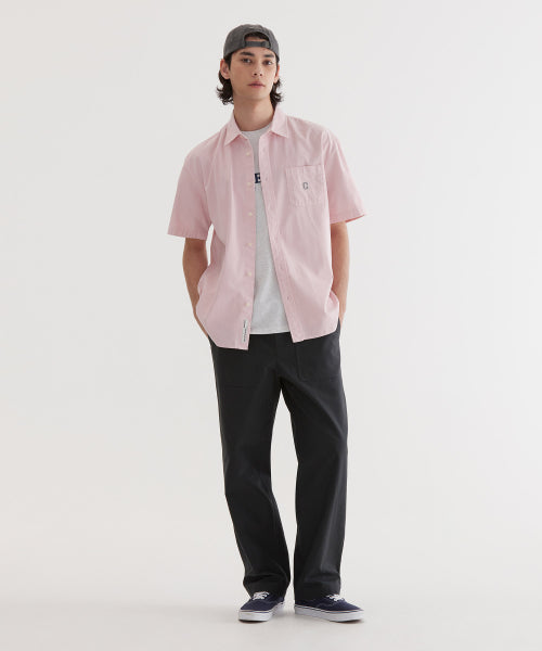 C LOGO PIGMENT OXFORD HALF SHIRTS