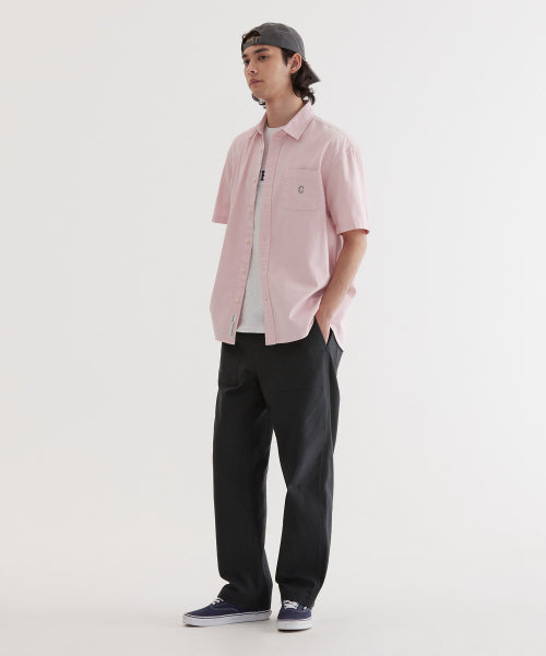 C LOGO PIGMENT OXFORD HALF SHIRTS