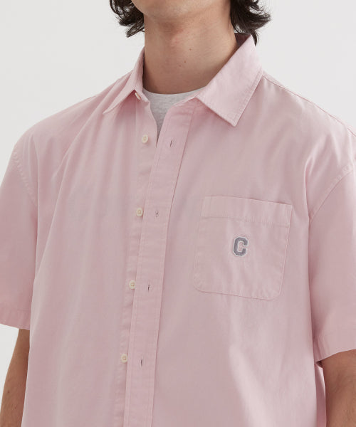 C LOGO PIGMENT OXFORD HALF SHIRTS