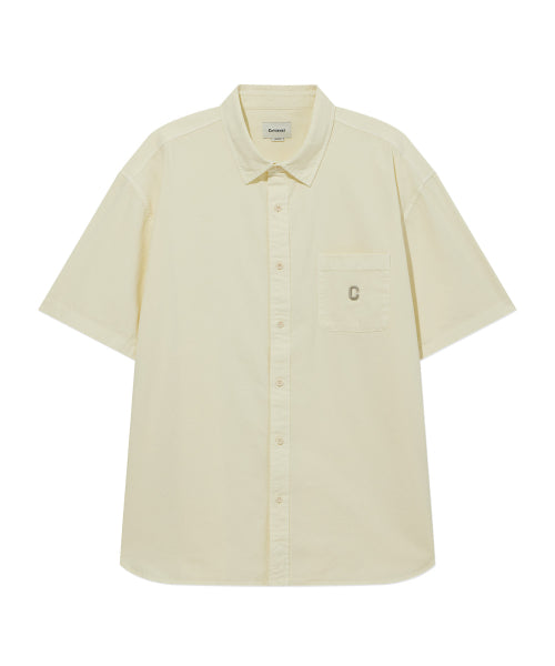 C LOGO PIGMENT OXFORD HALF SHIRTS