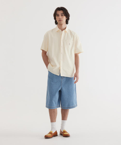 C LOGO PIGMENT OXFORD HALF SHIRTS