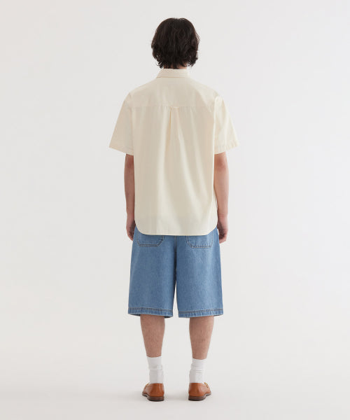 C LOGO PIGMENT OXFORD HALF SHIRTS