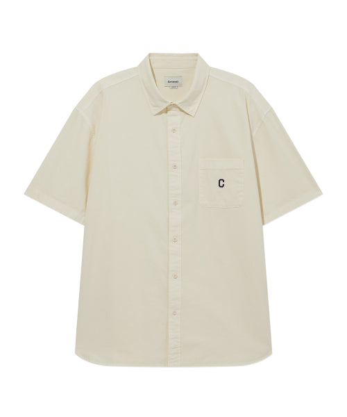 C LOGO PIGMENT OXFORD HALF SHIRTS