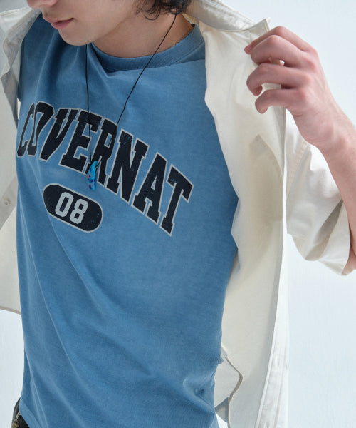 C LOGO PIGMENT OXFORD HALF SHIRTS