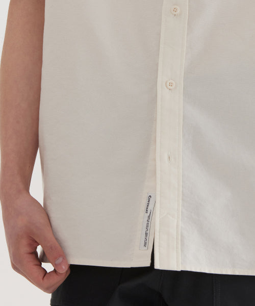 C LOGO PIGMENT OXFORD HALF SHIRTS