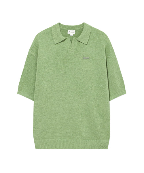 SMALL AUTHENTIC LOGO OPEN COLLAR HALF KNIT