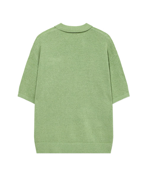 SMALL AUTHENTIC LOGO OPEN COLLAR HALF KNIT