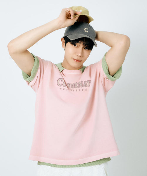 SMALL AUTHENTIC LOGO OPEN COLLAR HALF KNIT