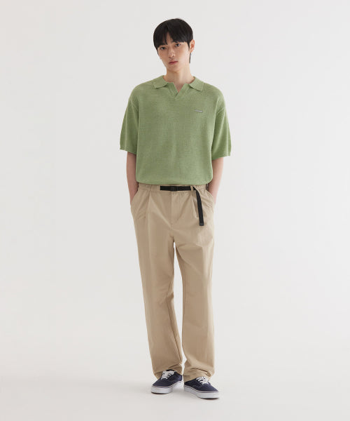 SMALL AUTHENTIC LOGO OPEN COLLAR HALF KNIT