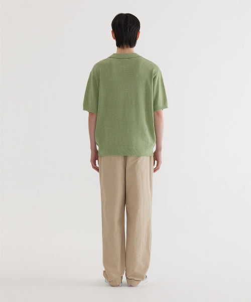 SMALL AUTHENTIC LOGO OPEN COLLAR HALF KNIT