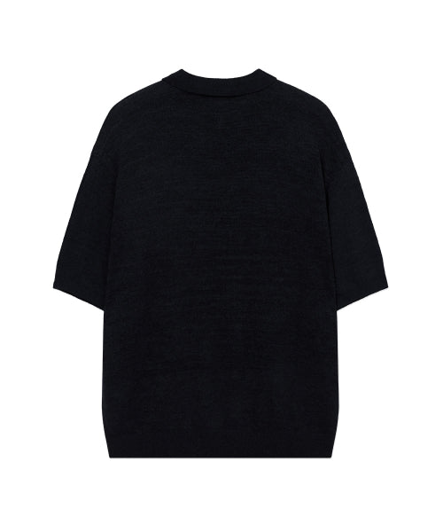 SMALL AUTHENTIC LOGO OPEN COLLAR HALF KNIT