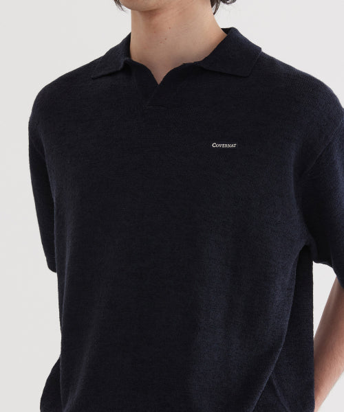 SMALL AUTHENTIC LOGO OPEN COLLAR HALF KNIT