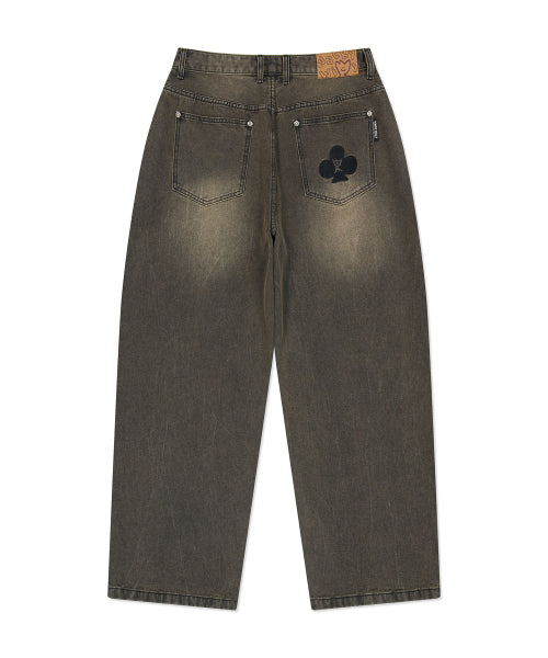 Real wide denim pants brown