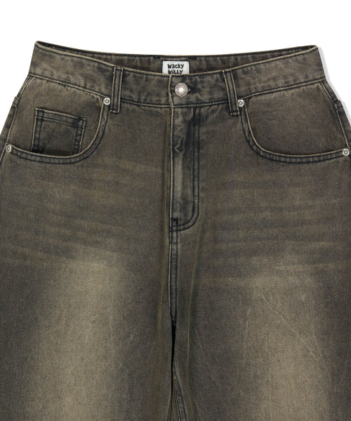 Real wide denim pants brown