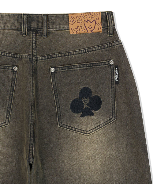 Real wide denim pants brown