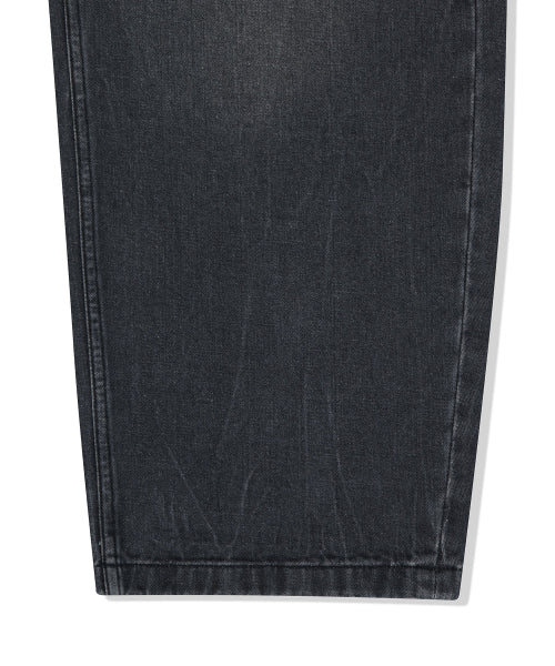 Real wide denim pants black
