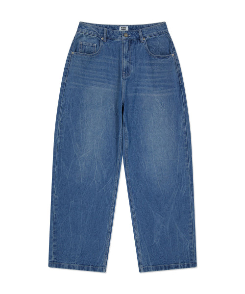 Real wide denim pants. Indigo