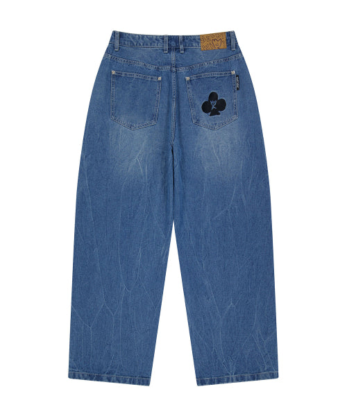 Real wide denim pants. Indigo