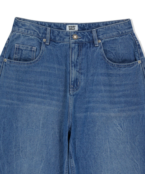 Real wide denim pants. Indigo