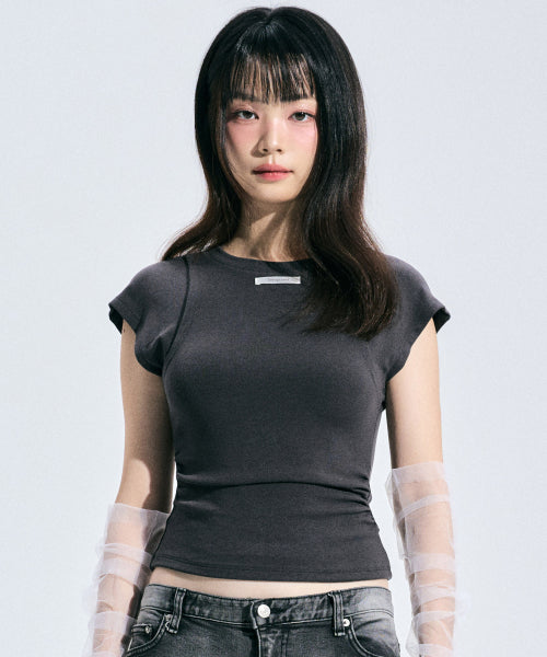 Ellie Layered Shirring Top [CHARCOAL]
