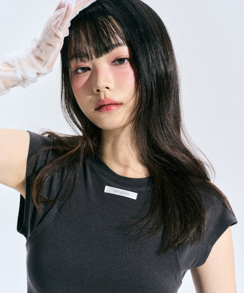 Ellie Layered Shirring Top [CHARCOAL]