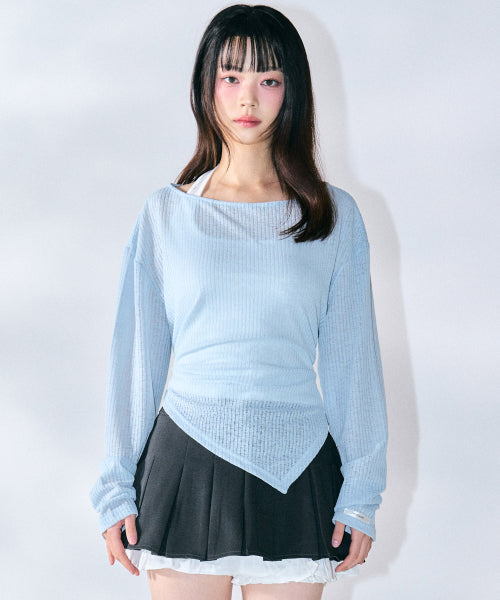 Lucy Knit Layered Set [BLUE]