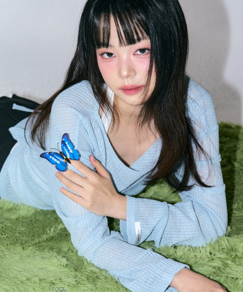 Lucy Knit Layered Set [BLUE]