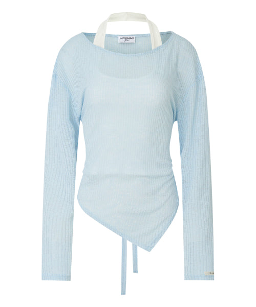 Lucy Knit Layered Set [BLUE]