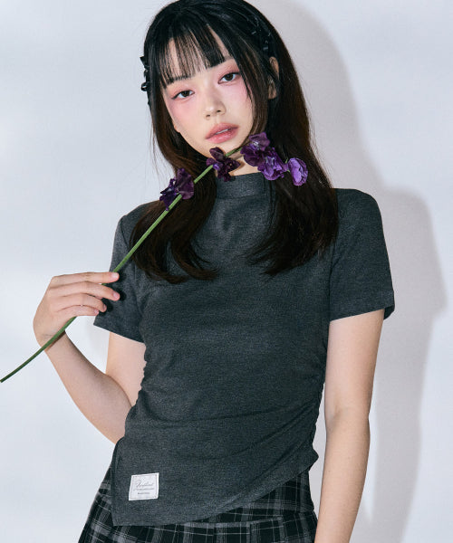 Diana Unbalanced Half Top [CHARCOAL]