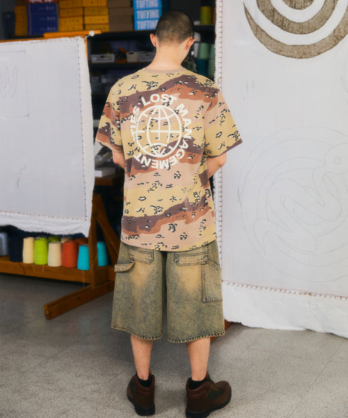BRUSH WASHED DENIM CARPENTER SHORTS sand