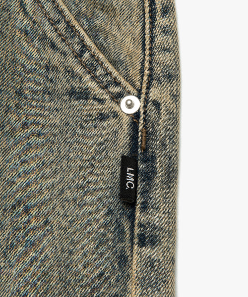 BRUSH WASHED DENIM CARPENTER SHORTS sand
