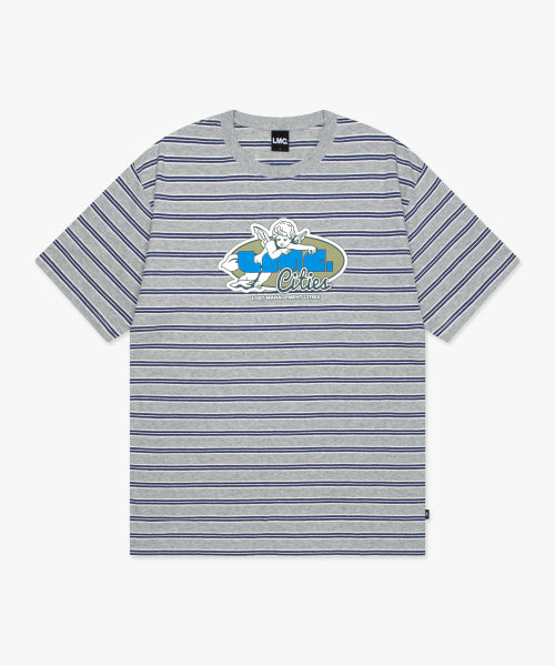 ANGEL STRIPE TEE heather gray