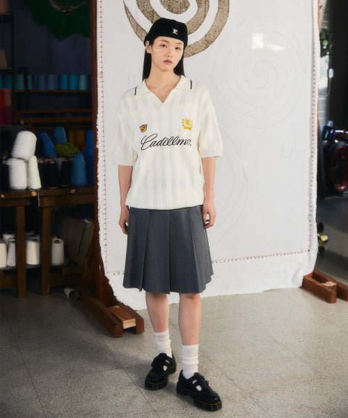 MESH KNIT POLO SHIRT ivory