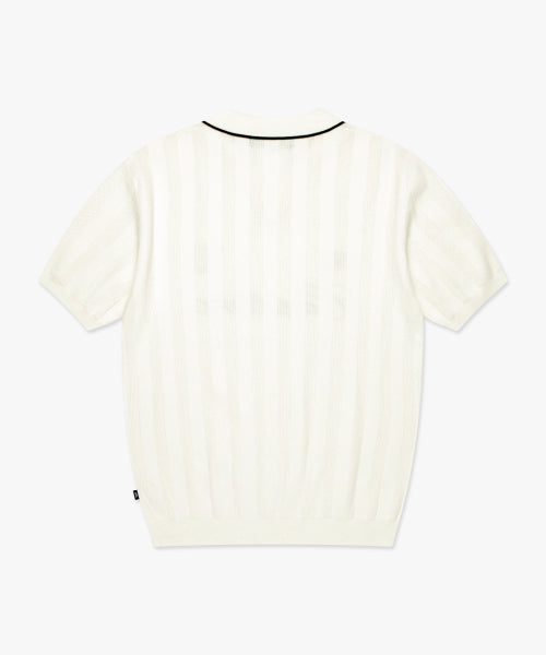 MESH KNIT POLO SHIRT ivory