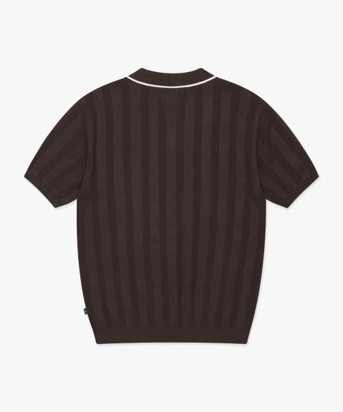 MESH KNIT POLO SHIRT brown