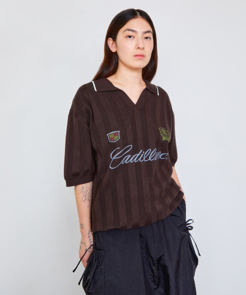 MESH KNIT POLO SHIRT black