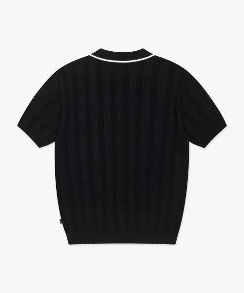 MESH KNIT POLO SHIRT black