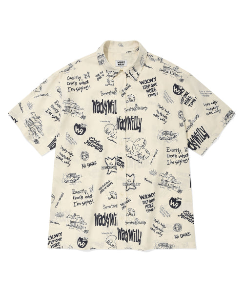 Kiki All-Over Graphic Short Sleeve Shirt Cream