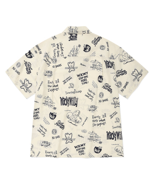 Kiki All-Over Graphic Short Sleeve Shirt Cream