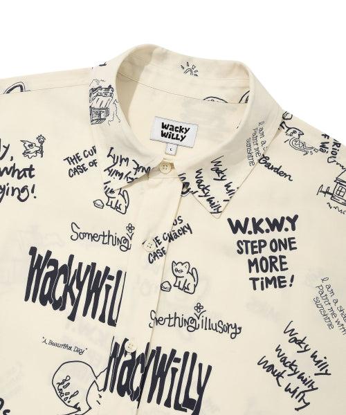 Kiki All-Over Graphic Short Sleeve Shirt Cream