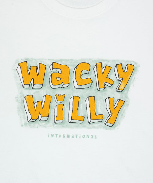 white short-sleeved T-shirt with lettering